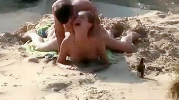 Nudist couple amazing fucking at the beach filmed