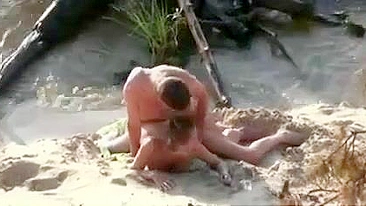 Nudist couple amazing fucking at the beach filmed