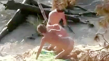 Nudist couple amazing fucking at the beach filmed