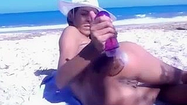 Naked Woman at the Beach Self Pleasuring Her Pussy and Ass