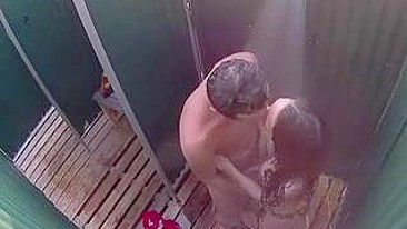 Candid Camera in the Shower Cabins Girlfriend Sucks Cock