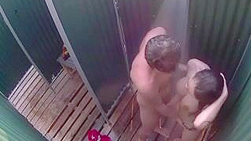Candid Camera in the Shower Cabins Girlfriend Sucks Cock