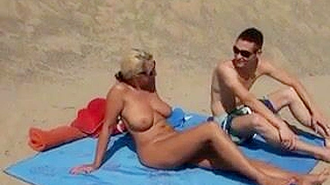 Naked Mature Big Tits Woman Filmed at the Beach