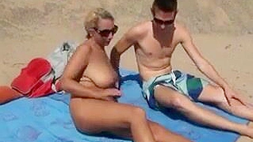 Naked Mature Big Tits Woman Filmed at the Beach