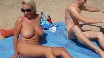 Naked Mature Big Tits Woman Filmed at the Beach