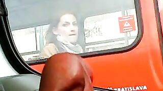 Dick, A Flashing, Sexy Woman In The Bus Desires To Lick And Suck It