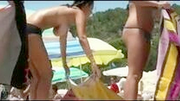 Russian Beach Spying on Topless Big Tits Girl