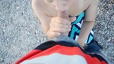 Nice Outdoor Amateur Sex with Creampie Finish in Pussy