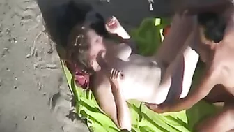 Passionate, Risky, Steamy Bareback Sex On The Sandy Beach