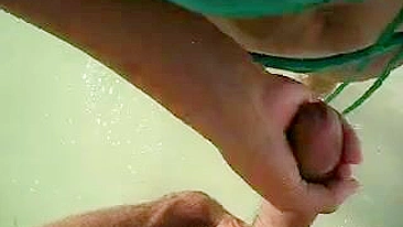 Wife Gives Husband a Handjob at the Beach