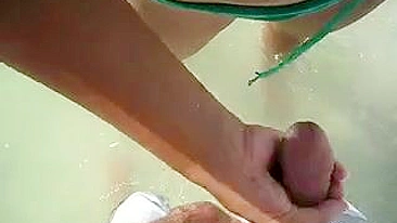 Wife Gives Husband a Handjob at the Beach