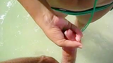 Wife Gives Husband a Handjob at the Beach