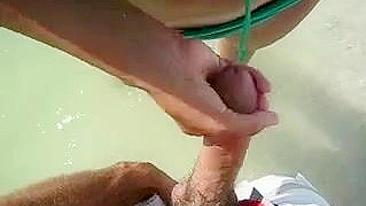 Wife Gives Husband a Handjob at the Beach