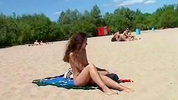 Slim Teen With Perky Tits Frolics Naked At The Beach