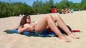 Slim Teen With Perky Tits Frolics Naked At The Beach