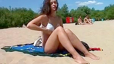 Slim Teen With Perky Tits Frolics Naked At The Beach