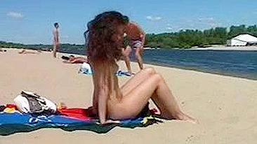 Slim Teen With Perky Tits Frolics Naked At The Beach