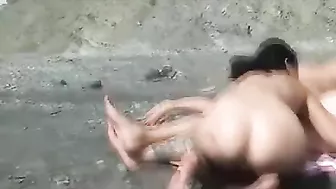 Two Hot Pussies Satisfy a Man at the Beach Giving Oral Sex