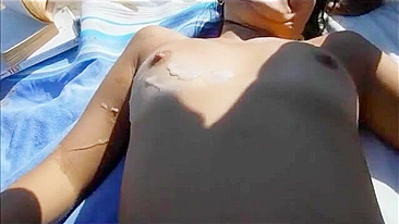 Slut swinger wife jerking off and sucking cocks of strangers at beach