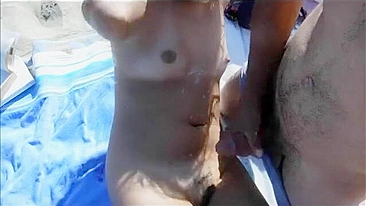 Slut swinger wife jerking off and sucking cocks of strangers at beach