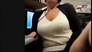 Sultry Woman Self-Entertains At Desk, Captures Intimate Moment On Cam