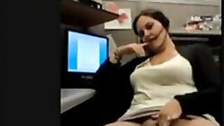 Sultry Woman Self-Entertains At Desk, Captures Intimate Moment On Cam