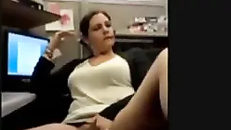 Sultry Woman Self-Entertains At Desk, Captures Intimate Moment On Cam