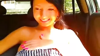 Cute Amateur Girl Flashes Her Nude Body In The Car