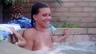 Woman Topless in Jacuzzi Moaning from Pleasure of Water Jets