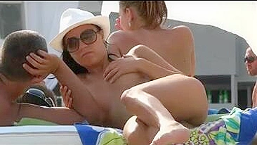 Cute Topless Naked Pussies Filmed at the Beach