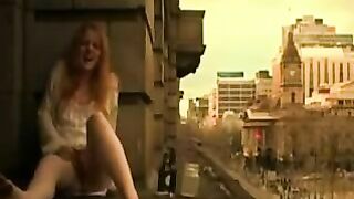 Hot Girl is so Horny so She Masturbates on the Balcony