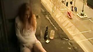 Hot Girl is so Horny so She Masturbates on the Balcony