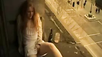 Hot Girl is so Horny so She Masturbates on the Balcony