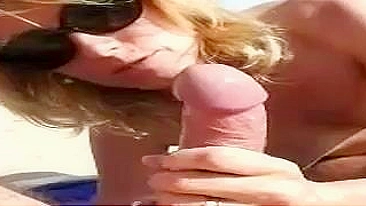 Sensational Footage Of A Wife Pleasuring Her Husband's Penis At A Public Beach
