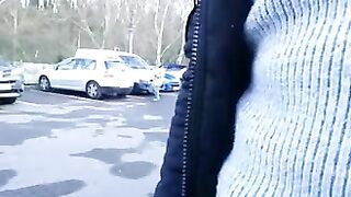 Cute Girl Flashes Ass and Pussy in Public Parking