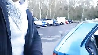 Cute Girl Flashes Ass and Pussy in Public Parking