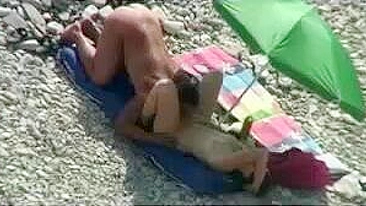 Naked Beach Couple Caught on Peeking Cam Fucking