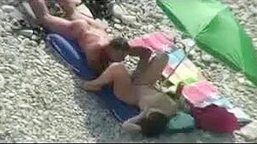 Naked Beach Couple Caught on Peeking Cam Fucking