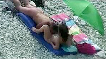 Naked Beach Couple Caught on Peeking Cam Fucking