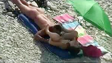 Naked Beach Couple Caught on Peeking Cam Fucking