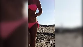 Mature Wife Takes Off Bra for Topless Sunbath at Beach Mature Wife Takes Off Bra for Topless Sunbath at Beach