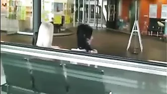 Two Sexually Aroused Women Caressing Their Most Intimate Parts In Public