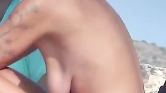 Sensual Sun-Kissed French-Beach, Igneous Topless Mature Woman, Artfully Filmed