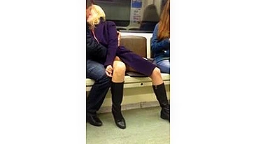 Public Metro Masturbation Guy Fingers Pussy of Girl