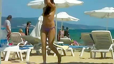 Pervy Fun On Beach With Topless Beauties, Caught On Film!