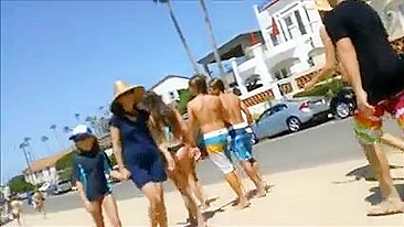 Sexy, Bikini-Clad Girl Sunbathing On Beach Caught On Candid Cam