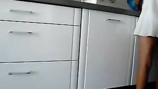 Sexy Upskirt Video of Hot Ass Girlfriend Working in Kitchen