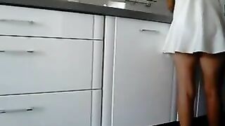 Sexy Upskirt Video of Hot Ass Girlfriend Working in Kitchen