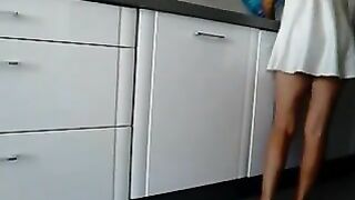 Sexy Upskirt Video of Hot Ass Girlfriend Working in Kitchen