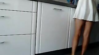 Sexy Upskirt Video of Hot Ass Girlfriend Working in Kitchen